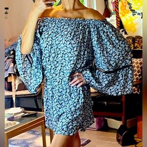 Michael Kors Blue and White Patterned Jumpsuit